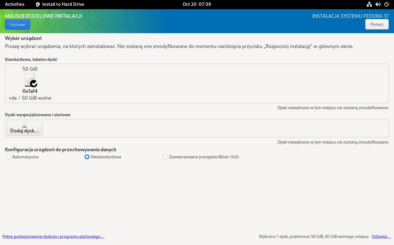 Instalacja Fedora